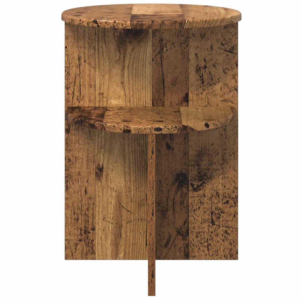 Side Table with Storage Reclaimed Wood Look Ø 39.5 X 55 Cm Engineered Wood