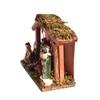 Permanent Religious Birth Manger Display With Oaken Stable And Rosin Figures