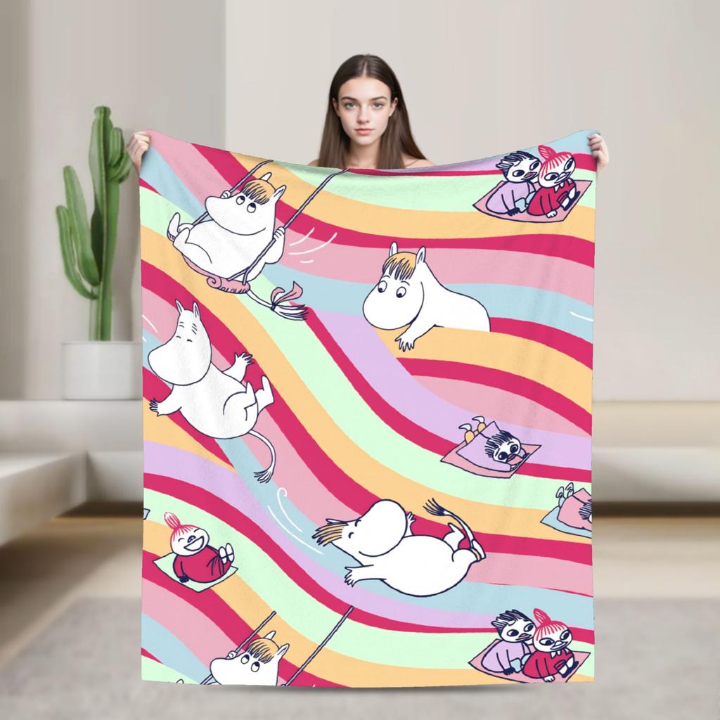 Coperta Morbida Moomin Carina per Divano Letto Coperta da Viaggio Casual Campeggio Invernale Flanella Copriletto