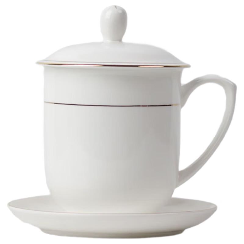 Xiaoyueya Gold-Rimmed Ceramic Tea & Office Cup