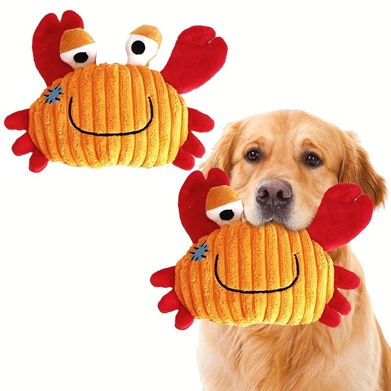 Squeaky Corduroy Dog Toys Plush Bite Resistant Chew Toys for Puppy Training Shark Crab Seahorse Interactive Pet Toys for Small