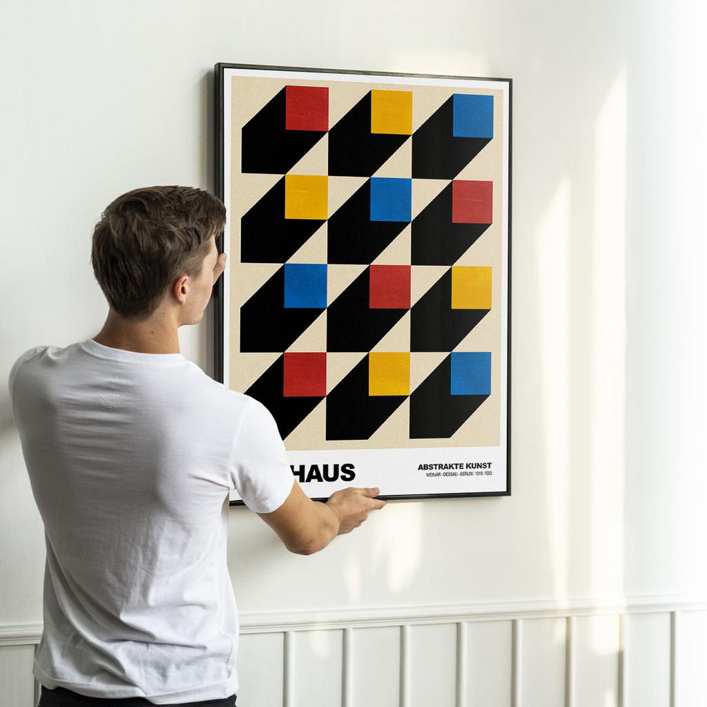 Poster Bauhaus Colored Squares Cubes
