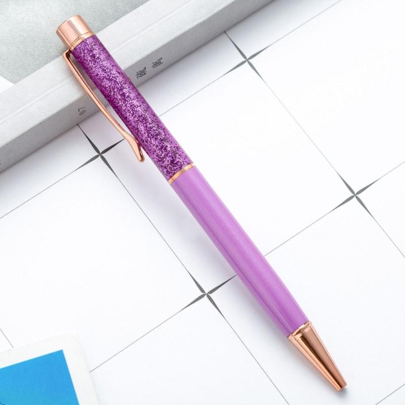 5Pcs Sequins Drift Sand Ballpoint Pens Refillable Metal Ballpoint Pens 1.0MM Tip for Daily Writing and Note Taking