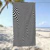 2D Optical Illusion Dot Print Beach Towel Abstract Warped Geometric Pattern Quick Dry Soft Absorbent Sand Free Towel for Summer