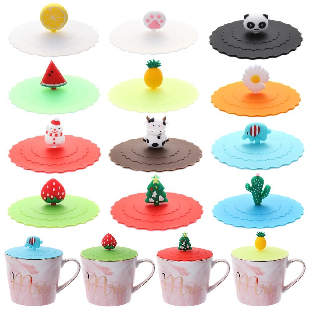 Silicone Cup Lid Dustproof Tea Coffee Cup Lid, Home Cartoon Cup Lid Decoration, Cute and Reusable Glass Cup Lid