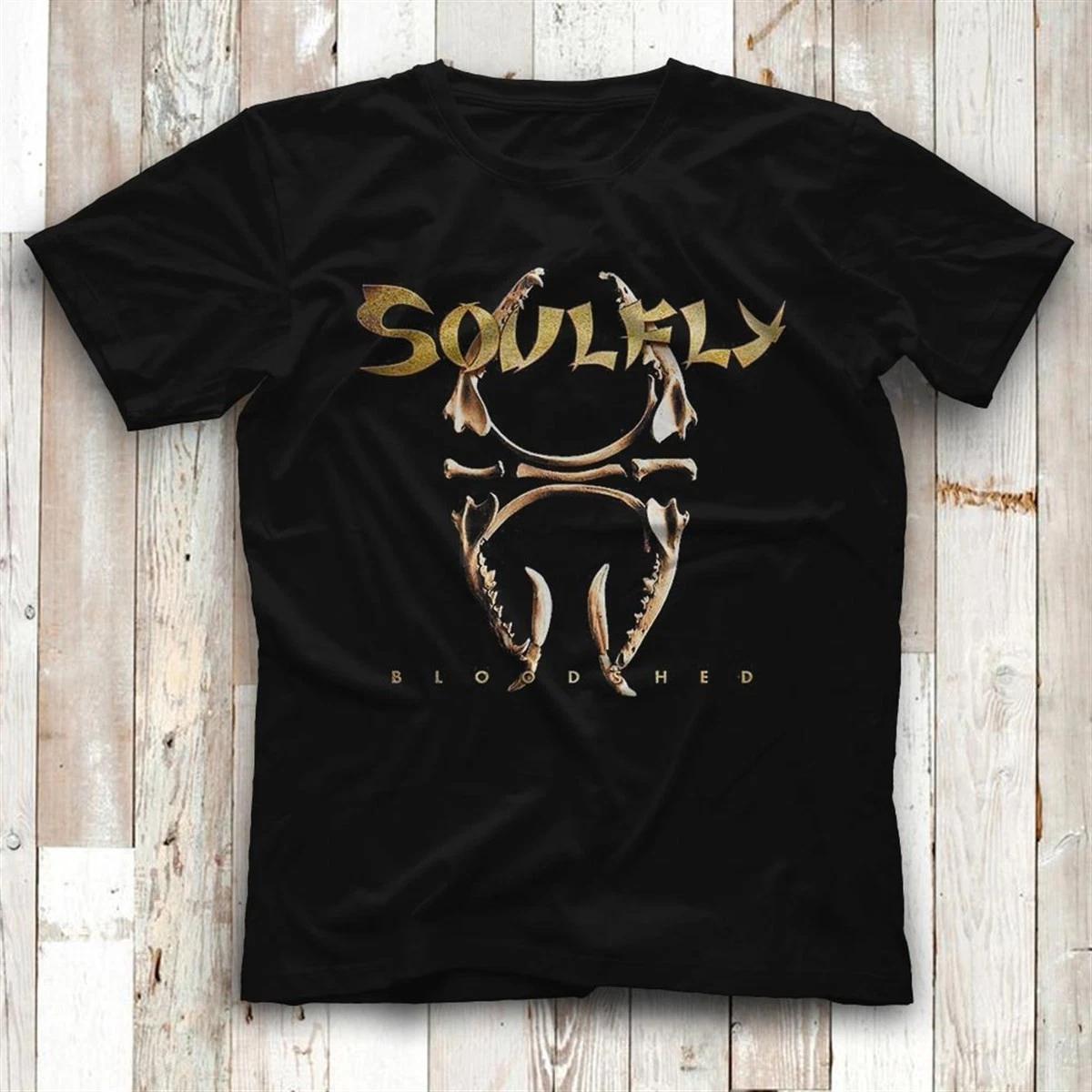 Винтажная Черная Хлопковая Футболка Унисекс Soulfly Bloodshed US200 3XL