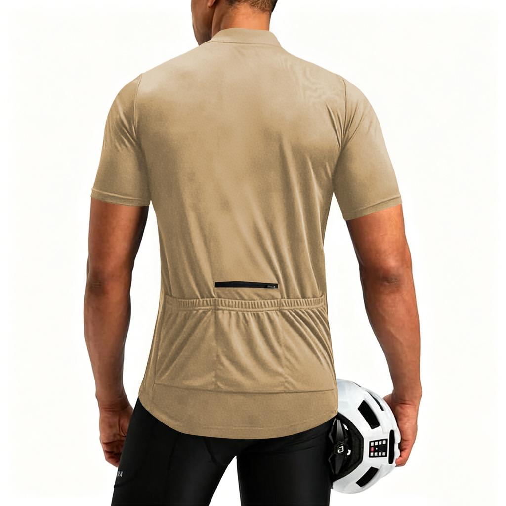 Herren Kurzarm Radtrikot Halber Reißverschluss Atmungsaktiv Schnelltrocknend Leicht Rundhals Sportshirt für Outdoor-Aktivitäten