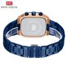 Top luxus s krabičkou MINI FOCUS Hodinky Čtvercové pánské hodinky Vodotěsné námořní hodinky Multifunkční pánské Quartz hodinky s ocelovým páskem