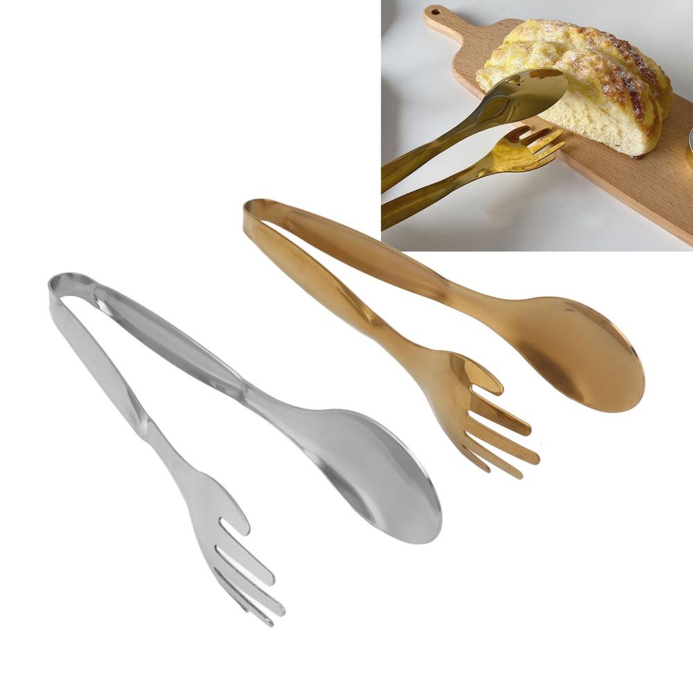 2 PCS Gold Silver Serving Tongs Stainless Steel Buffet Tongs Durable Food Clips  Pastry Buffet