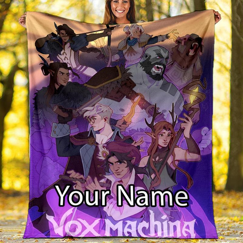 Custom Name Vox Machina Theme Printed Blanket - Perfect for Couch, Bed, Travel & Outdoor Use | Machine Washable, Cozy & Durable.