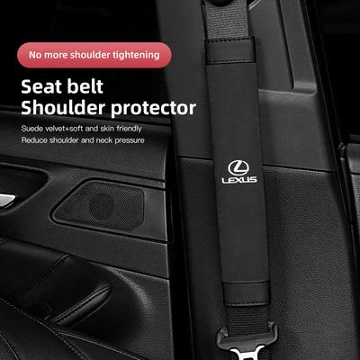 2Pcs Car Seat Belt Cover Shoulder Mat Suede Cushion For GS IS LS500h ES260 ES300h RX350h NX260 UX260 LM LC RZ450e TX RC