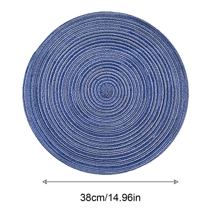 6pcs Round Braided Placemats 38CM Table Mats For Dining Tables Christmas Halloween Woven Washable Non-Slip Place Mats
