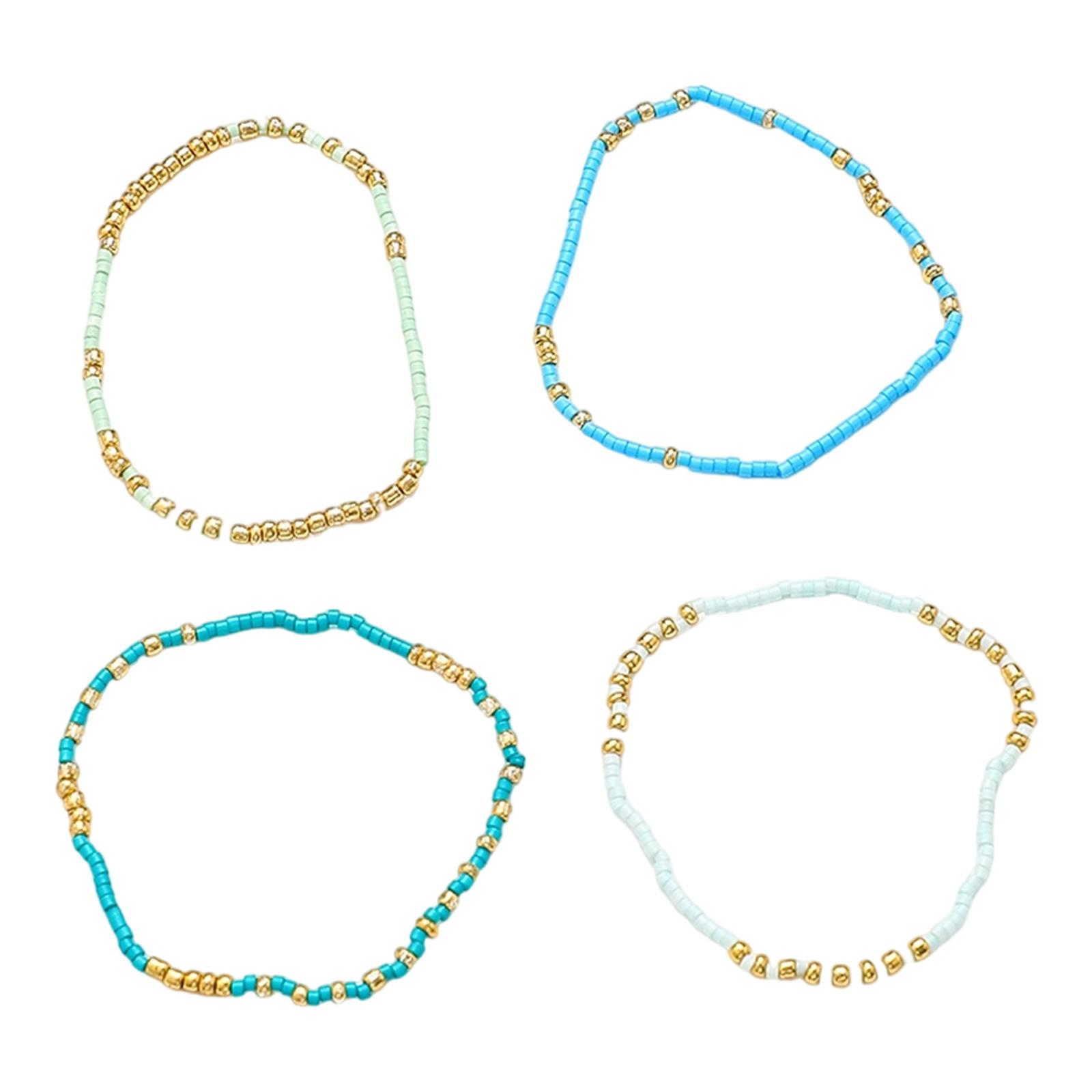 

4 шт. браслетов ручной работы в минималистичном пляжном стиле с высококачественным бисером для молодых модных женщин