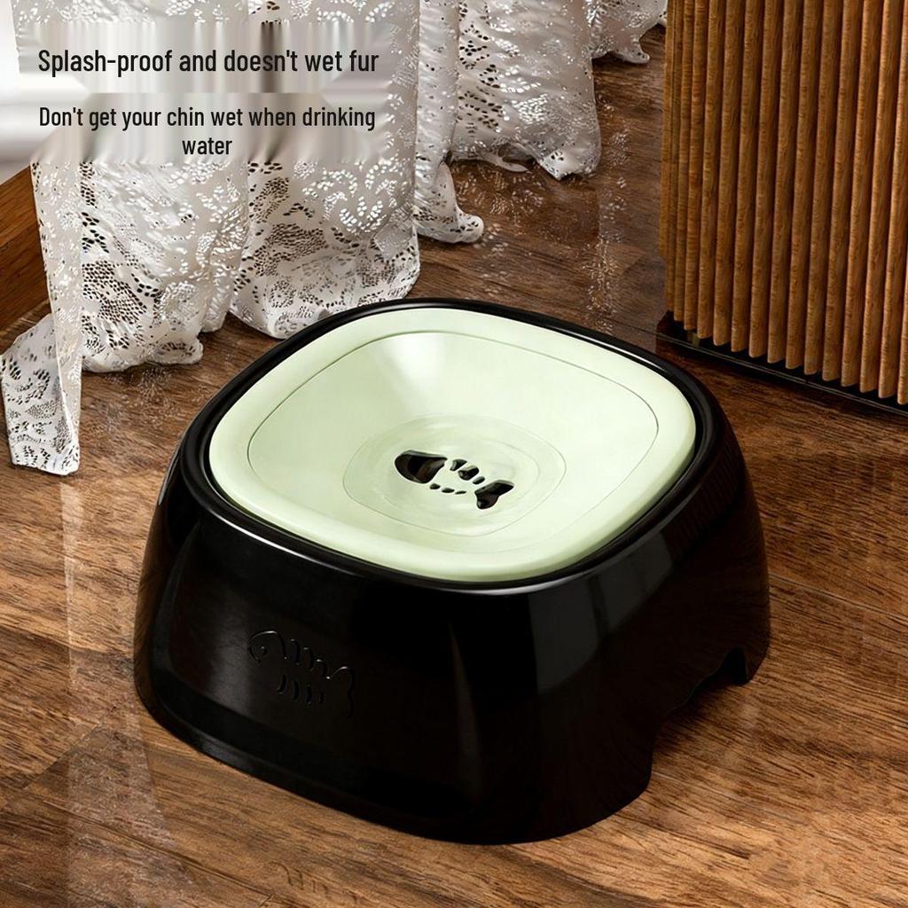 Cartoon Anti-Spill Water Bowl for Cats and Small Dogs - Large Capacity, No Plug Design