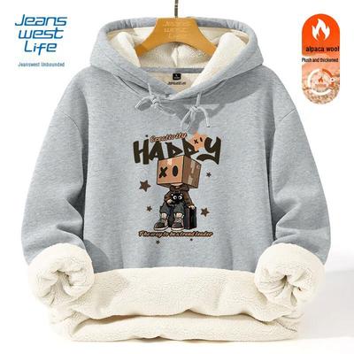 JEANSWEST LIFE Men's Winter Cartoon Fleece Hoodie