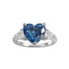 Xiancan Jewelry S925 Silver Heart-Shaped Blue-Gray Diamond Three-Stone Ring