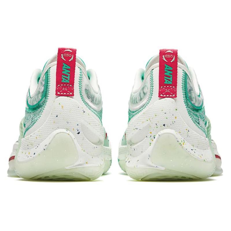 Anta Zap 1 ESG Cushioning, Wear Resistant Low top Basketball Shoes Men's Green White Sneakers 912411111Q-1