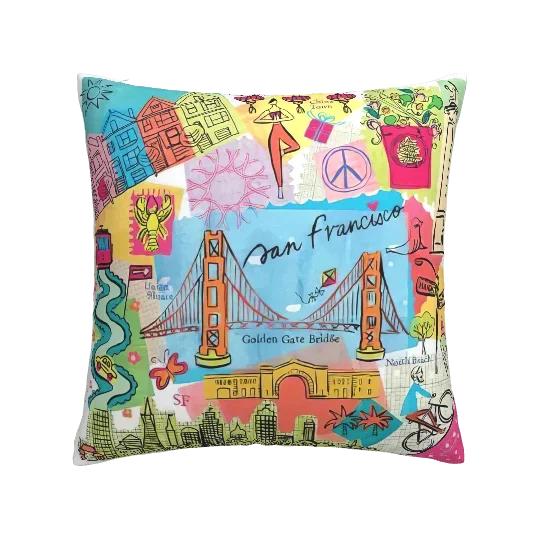 Nordic Graffiti Cushion Cover, Linen Pillow Cover, Sofa Cushion Cover Decoration 40x40 45x45 50x50 60x60, Can Be Customized