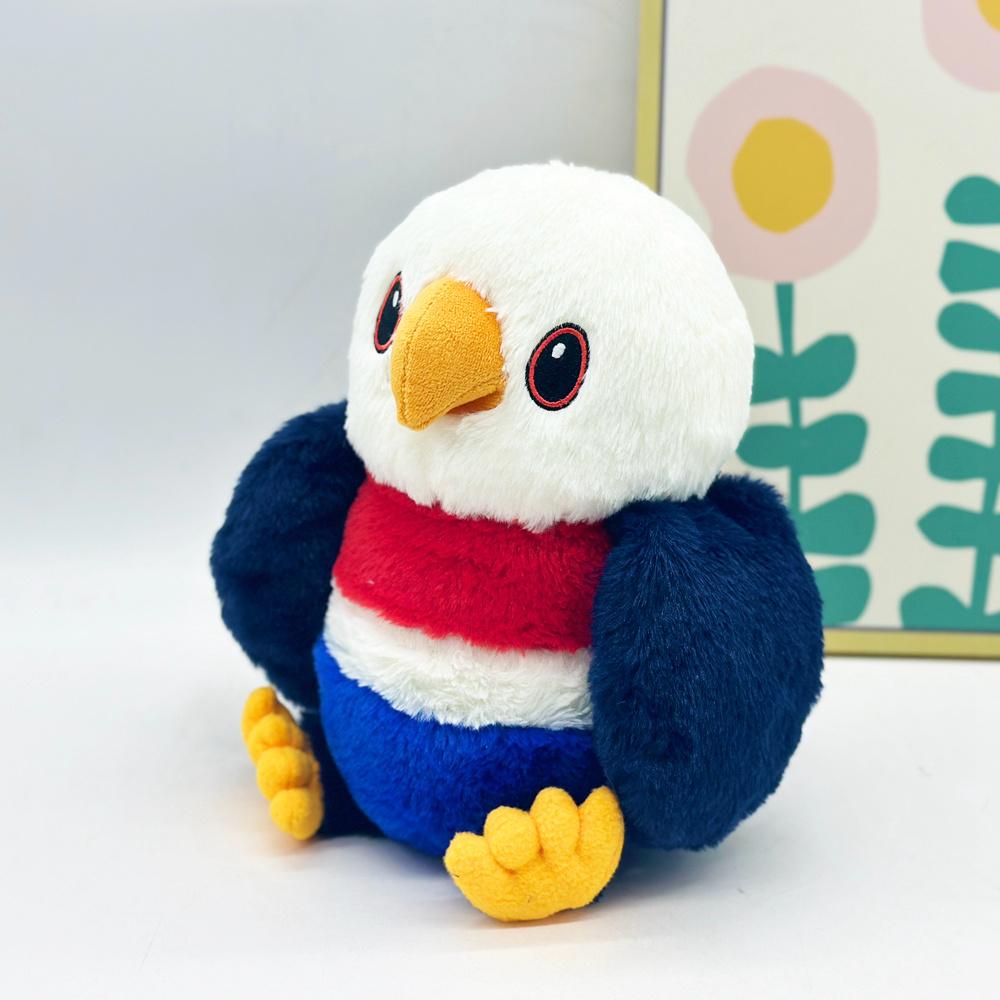 24cm Eagle Plush Toy-Patriotic American Flag Colors  Soft Stuffed Bald Eagle Gift for US Fans Kids 4th of July Decor Red White