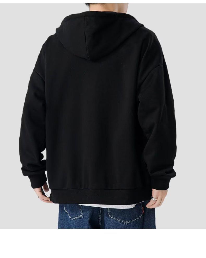 Men's Spring/Autumn Hooded Cardigan Sweatshirt - Casual Loose Fit American Style Sportswear.