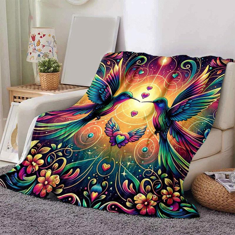 1pc Bird Printing Lightweight Flannel Blanket, Comfortable and Warm Blanket, for Camping Sofa Bed and Couch Office, Suitable for Gift Blanket