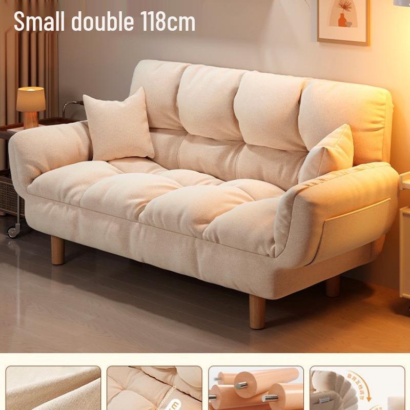 Compact Folding Sleep Sofa for Small Apartments - Double Bed and Reclining Backrest for Bedroom or Rental Homes