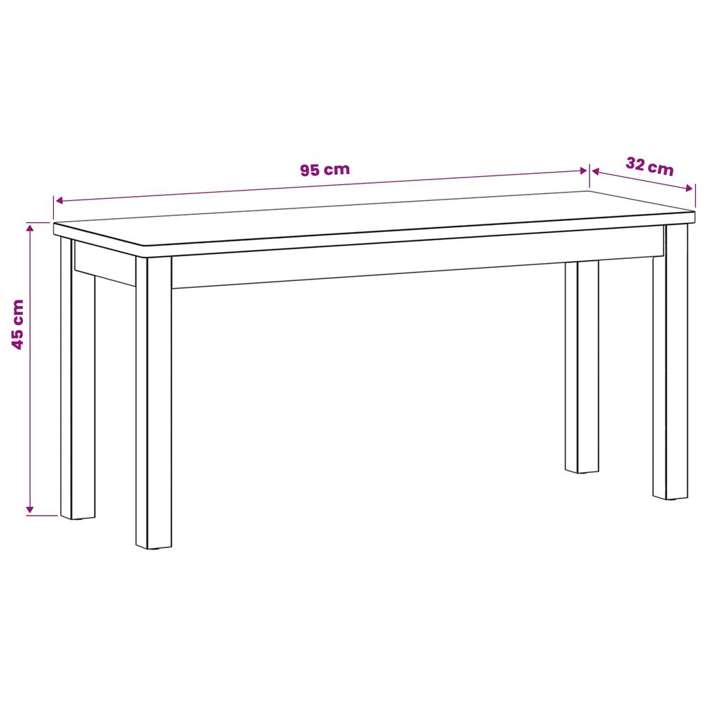 Dining Bench 95 x 32 x 45 cm Solid Oak Natural
