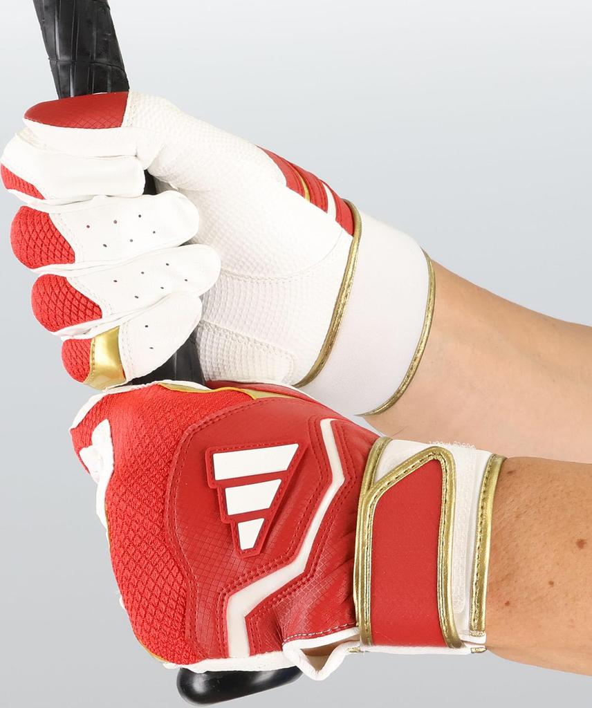adidas Baseball Batting 51 LBG404 Gloves, Basic, White/Red (1164), Medium,