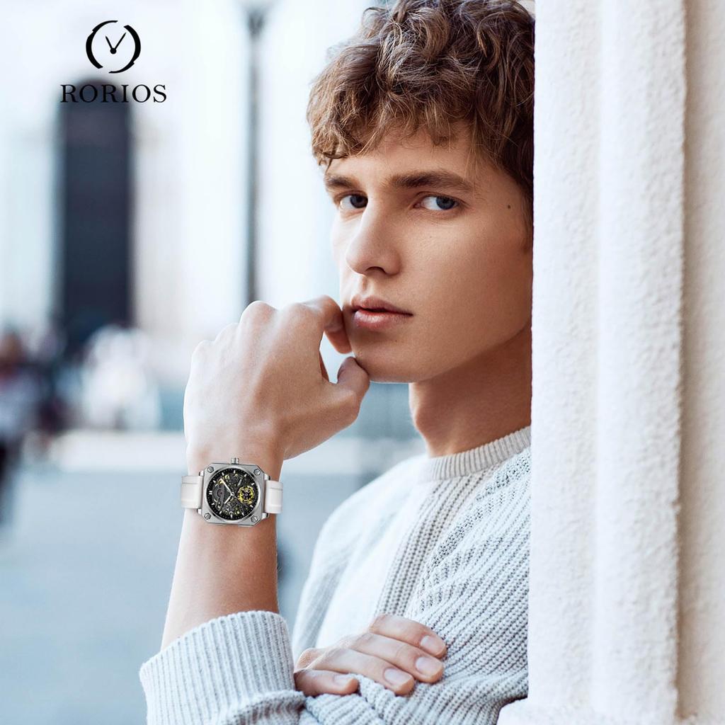 RORIOS Automatic Mechanical Wristwatch with Luminous Waterproof for Daily Perfect for Work or Stylish and Simple Perfect for Christmas Black Men's