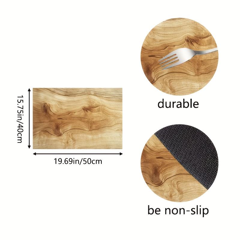 1Pcs Rubber Drying Mat With Wood Grain Print For Coffee Shop Restaurant Kitchen Carpet Tableware Durable Diatom Mud Table Mat Pet Mat Coffeeware