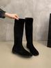 Soft Leather British Style 2025 Knight Boots Round Head Thick Low Heel Autumn and Winter Thin Boots But Knee Versatile Fashion Women's Boots