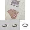 Sterling S925 Chic Silver Open Adjustable Ring With Retro Braided Design Women For