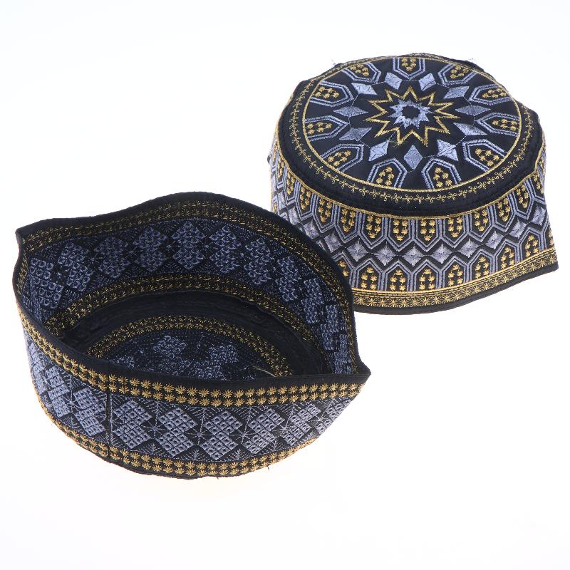 Muslim Prayer Kufi Cap With Exquisite Gold Embroidery And Soft Breathable Fabric Perfect For Eid Daily Prayer Religious