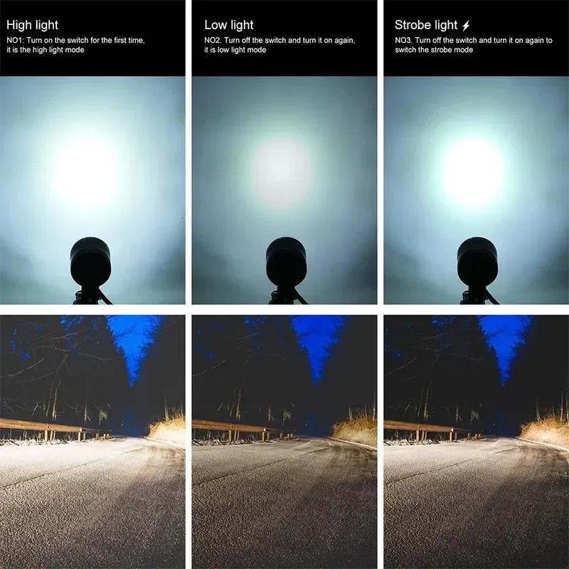 6 Led Chips Additional strobe LED Spotlight for Motorcycle 200W Motocross Flash led Headlights Fog Light for car ATV UTV 12V 24V