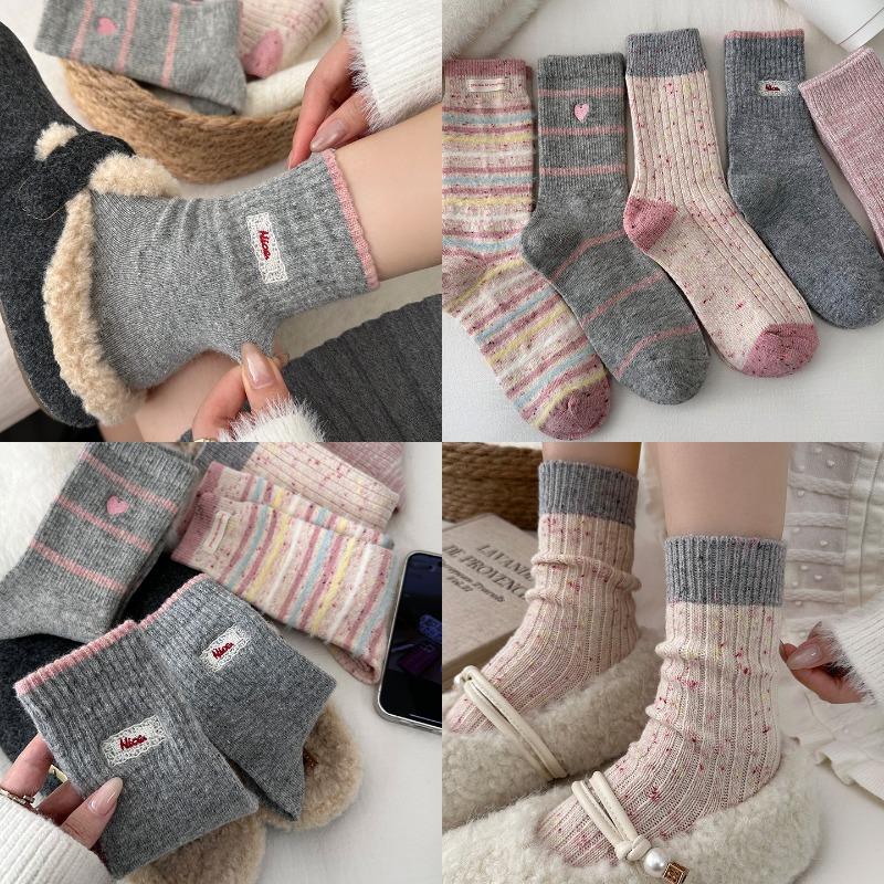 Colorful-patterned Stitch Wool Socks with Added Thickness for Warmth and Insulation. Winter Anti-chill Thick Socks.