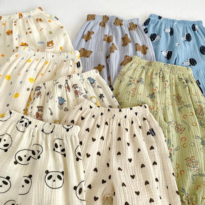 2024 Kids' Summer Lightweight Cotton Linen Mosquito-Proof Casual Pants with Versatile Cuffed Lantern Design