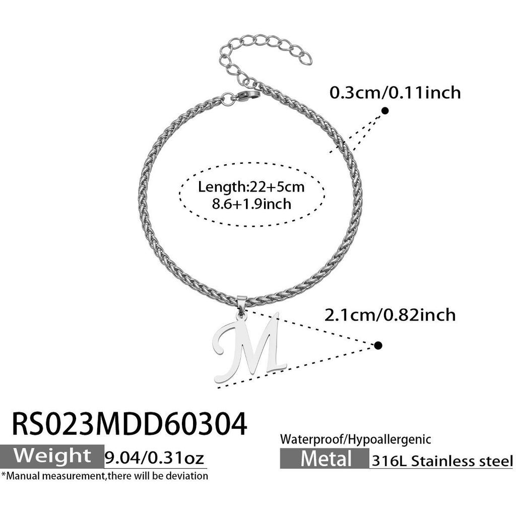 26-Letter Pendant Anklet: Stainless Steel Simple Design Foot Jewelry