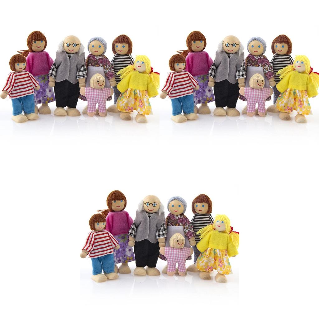 Child Wooden Furniture Dolls House Family Miniature 7 People Play House Toys With Premium Quality And Timeless Design**