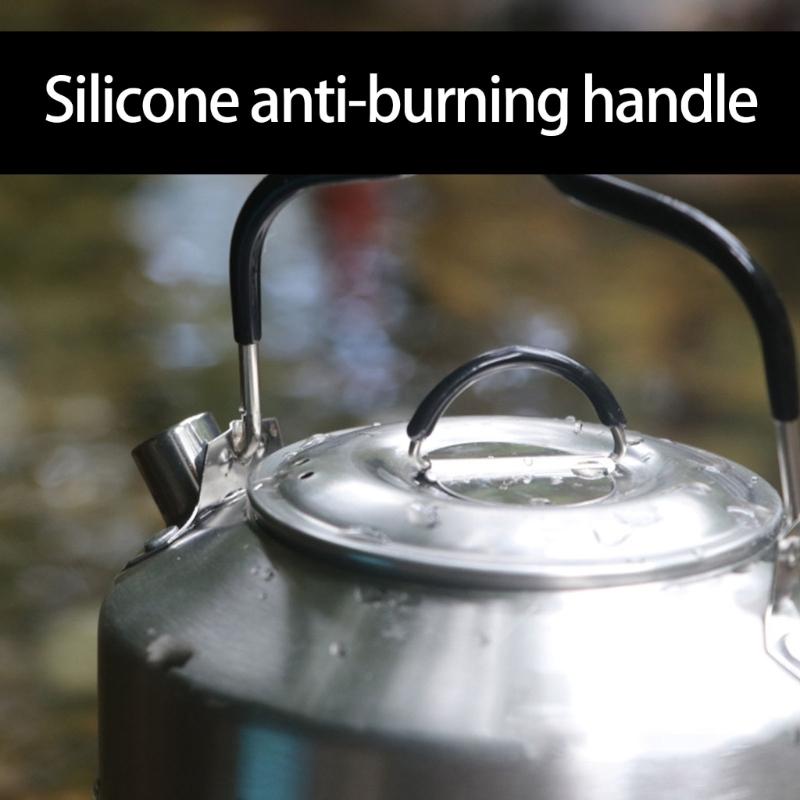 Stainless Steels Outdoor Hiking Kettles Pot Cookware Camping Kettles Stovetop Whistling Teapot Camp Teas Coffee Pot