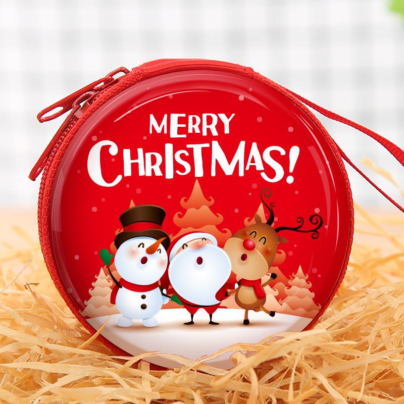 Christmas Decor Gift Zipper Wallet Children's Coin Purse Cute Santa Cartoon Holiday Gift Bags For Guests Wedding Birthday Party
