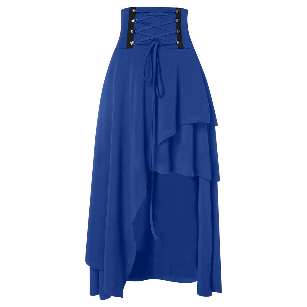 Women's Retro Skirt Ruffle Waist Retro Women's Skirt Loose Skirt
