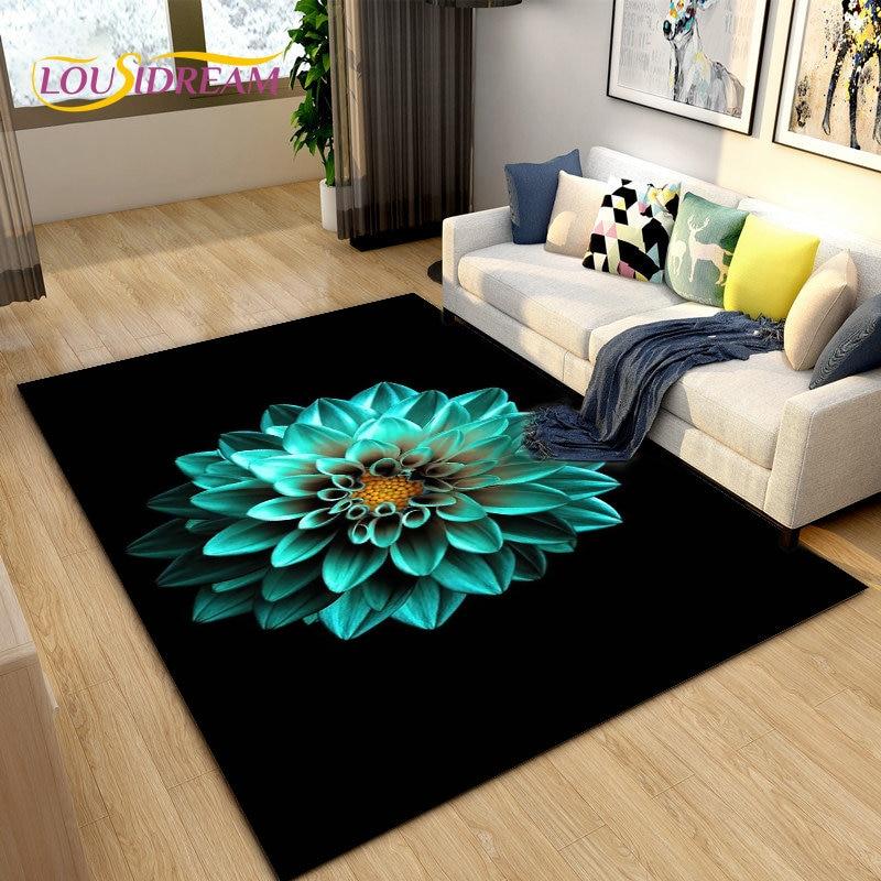 3D Daisy Flower Pattern Area Rug,Carpet Rug for Living Room Bedroom Sofa Doormat Kitchen Decoration,Kids Play Non-slip Floor Mat