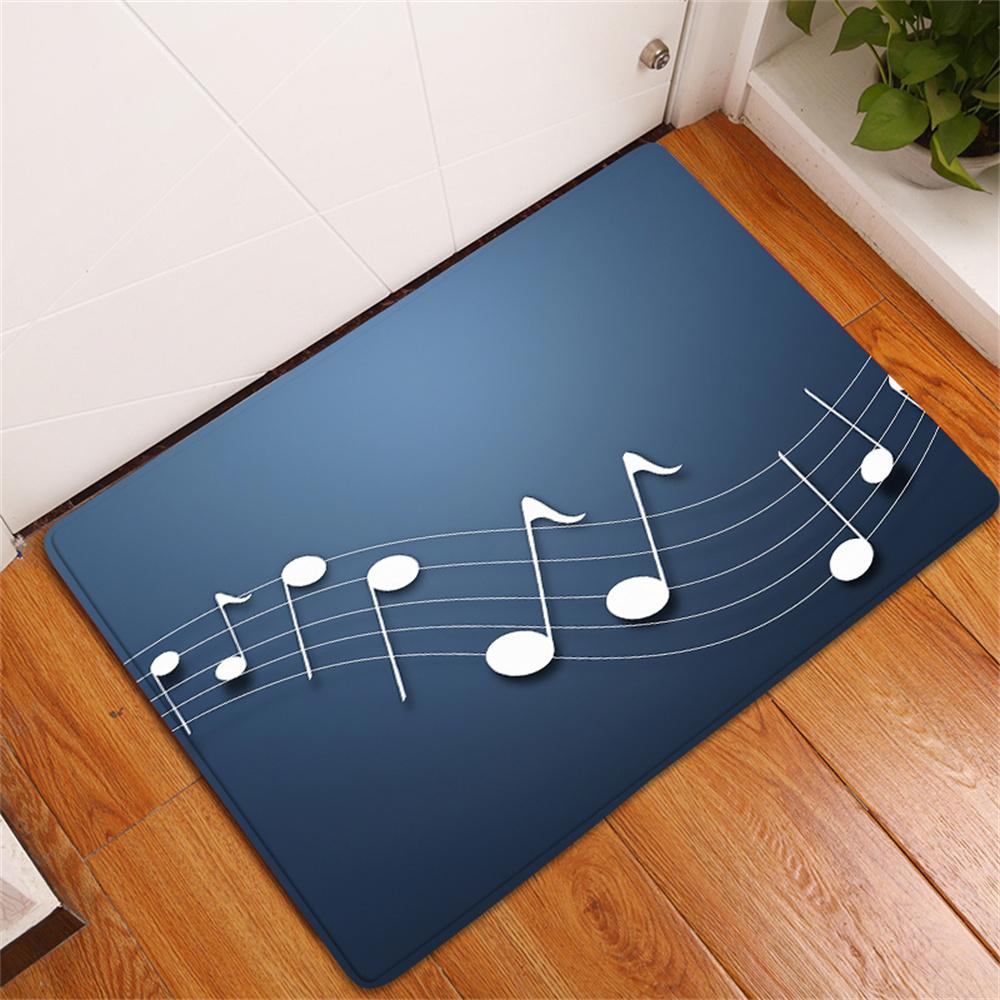 Black Music Note Carpets Dirt-resistant Entrance Doormats Anti-slip Floor Mats Home Decor Carpet for Bathroom Kitchen Rug