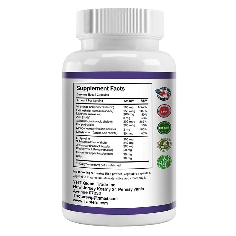 TAOTERS Thyroid Support Dietary Supplement, Vitamin B, 120 Capsules