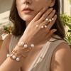Winding Line Open Arm Bangle Imitation Pearl Armband Exquisite Bracelet Ring Set  Girls