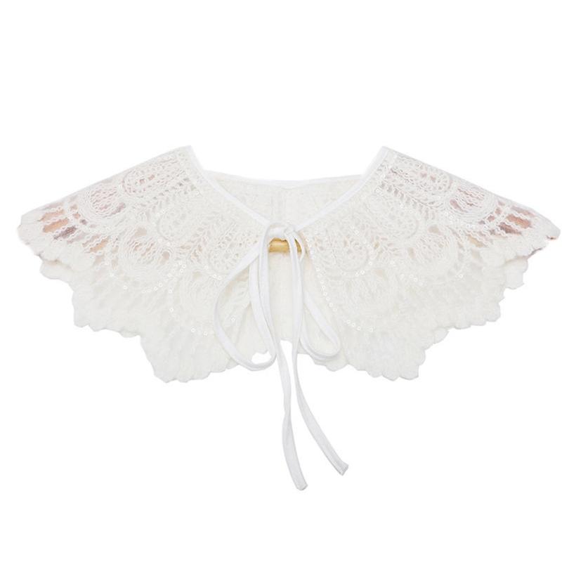 

Embroidered Faux Collar Decorative Collars for Sweater Removable Floral Edge False Collar Women Adjustable Neck Shawl