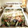 Forest Nature Theme Custom Blanket Personalized Name & Text Customized Soft Warm Throw Blanket Home Decor