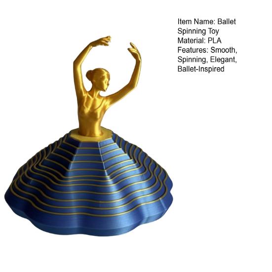 3D Printed Spinning Ballerina Fidget Toy Ballet Girl Figurine Stress Relief Desk Decor Expanded Sensory Spiral Toy for Adults Teens