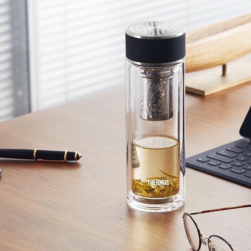 Thermos Двухслойная стеклянная бутылка-заварник для чая 400 мл