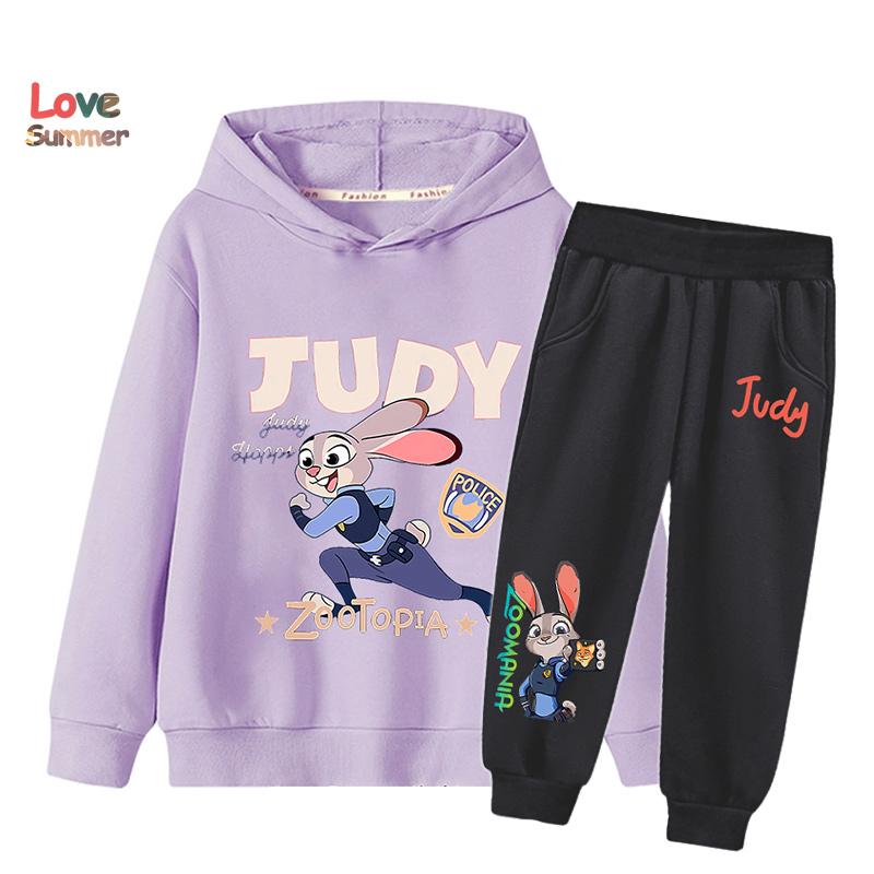 2pcs Kids Zootopia 2 Hoodie Joggers Set Kids Judy Nick Kids Sweatshirt 2pcs Suit Casual Playwear Everyday Sports Matching Outfit for Boys